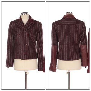 Carolina Herrera Alpaca Tweed and Leather Blazer